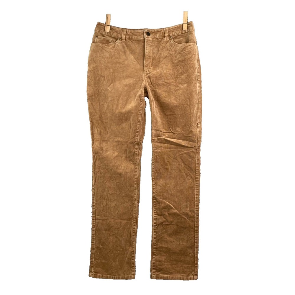 Charter Club Lexington Straight Corduroy Pants Womens 8 Brown Preppy Academia‎